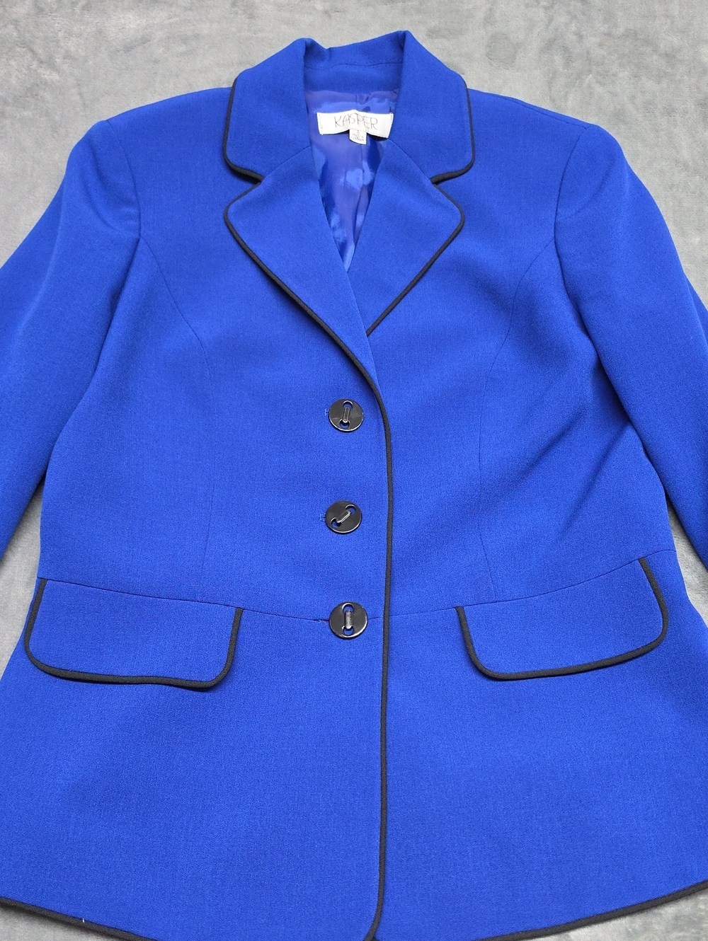 Kasper Women's Cobalt Blue Blazer with Black Trim